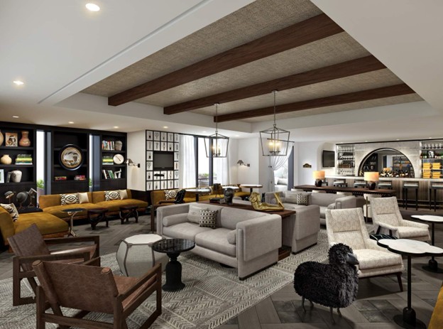 Elegant hotel lobby lounge showcasing a luxury hotel experience at Hotel Amarano in Burbank, California.