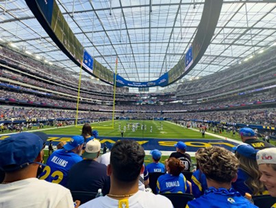 Fans attending a major sporting event at SoFi Stadium, one of the key venues for the FIFA World Cup 2026.